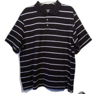 George Men's Black & White Striped Polo Shirt Size: XL -46-48